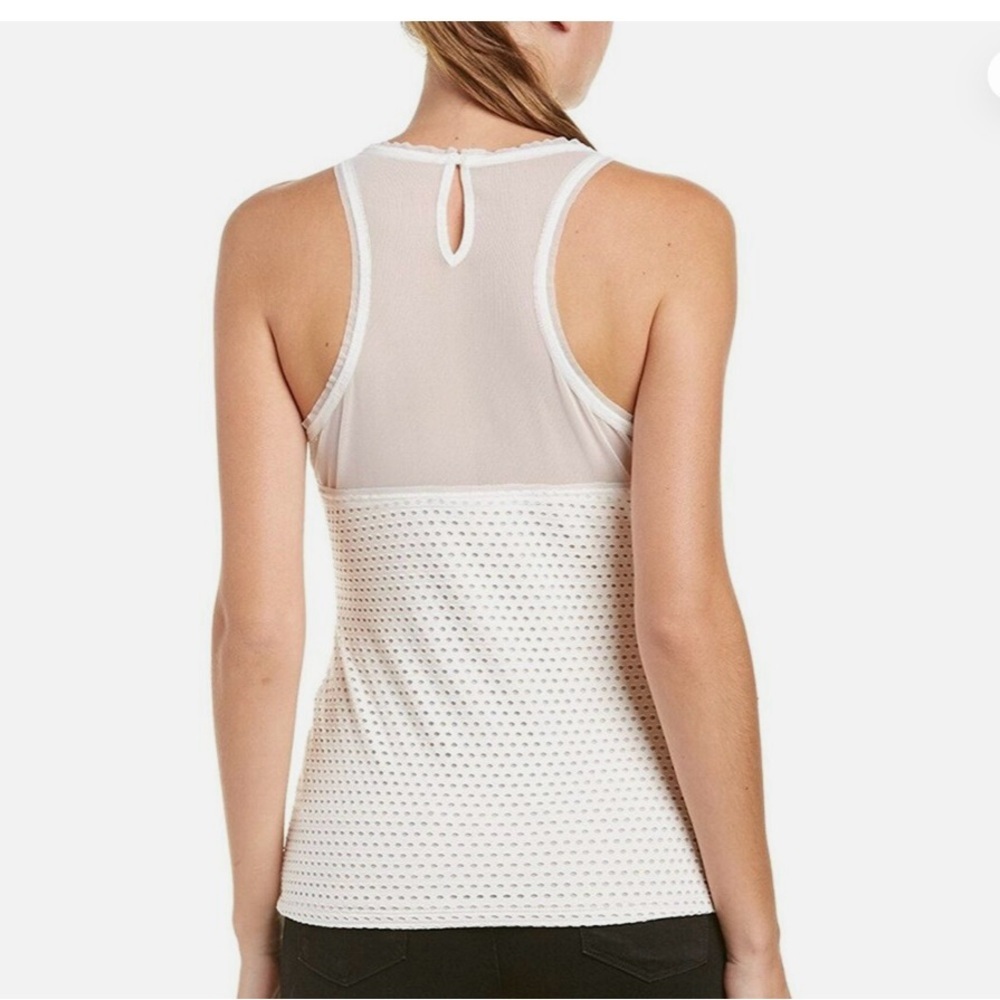 BCBG MAX AZRIA OFF WHITE KATLIN GOMETRIC MESH TANK Size XS - Picture 2 of 12